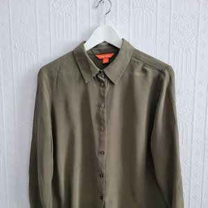 Silk blouse in olive green